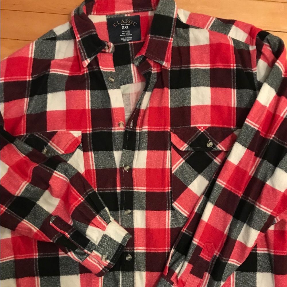 Men’s flannel, red/black plaid XXL, Classic Brand